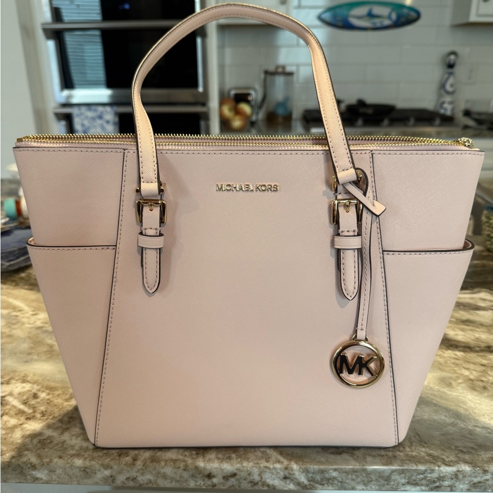Michael Kors Charlotte Large Top Zip Tote- Powder blush- NWT